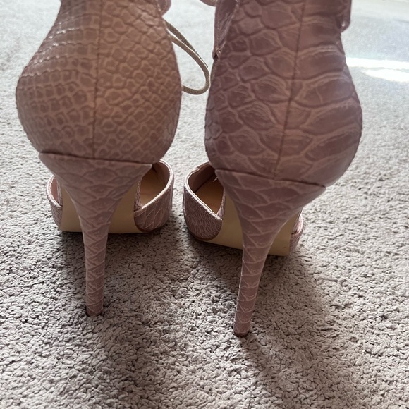 EUC Shoedazzle dusty rose snakeskin style heels with lace up detail - Picture 3 of 4